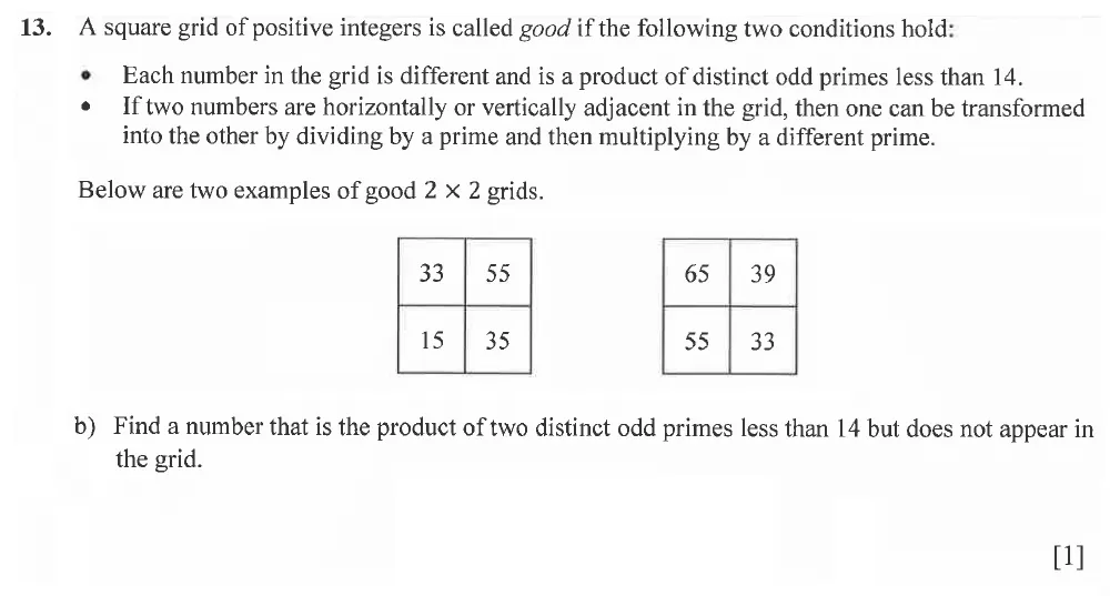 Question 13(b) - Winchester College 13 Plus Maths 2021 Election Exam Paper 1