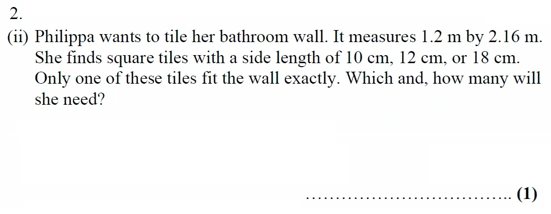 Question 02(ii) - Harrow School 13 Plus Maths Scholarship Exam Paper 1