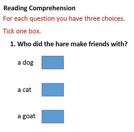 Question 06 - Dulwich College – Year 3 Sample Reading Comprehension Questions