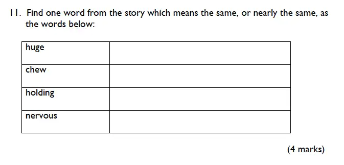 Question 11 - King’s College School – 7 Plus English Specimen Paper