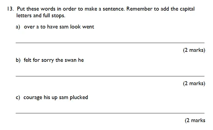Question 13 - King’s College School – 7 Plus English Specimen Paper