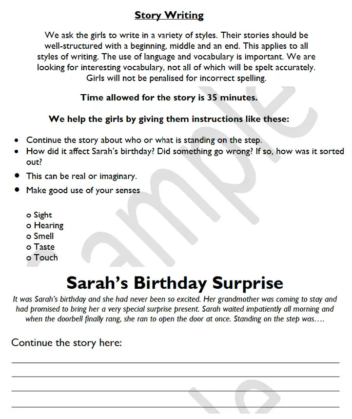 Writing task 01 - North London Collegiate School – 7 Plus English Sample Paper