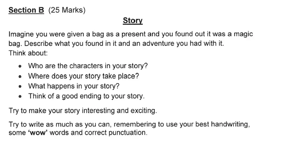 Writing task 01 - Solihull School – 7 Plus English Sample Paper 2