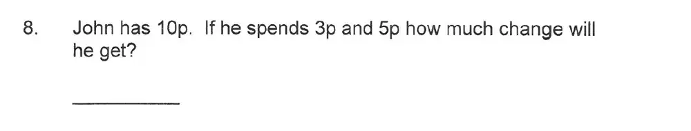 Question 08 - Solihull School – 7 Plus Maths Sample Paper 1