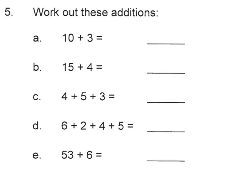 Question 05 - Solihull School – 7 Plus Maths Sample Paper 2