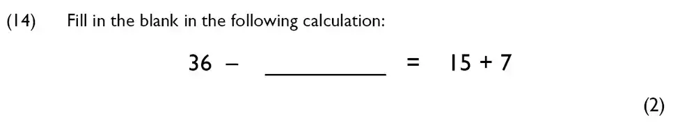 Question 14 - Westminster Cathedral Choir School – 7 Plus Specimen Maths Paper