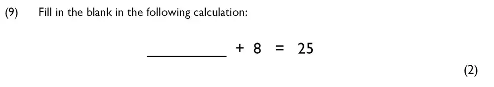 Question 09 - Westminster Cathedral Choir School – 7 Plus Specimen Maths Paper