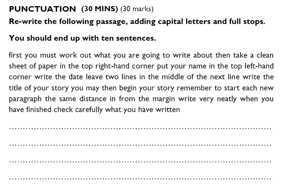 Question 11 - Westminster Cathedral Choir School – 7 Plus Specimen English Paper