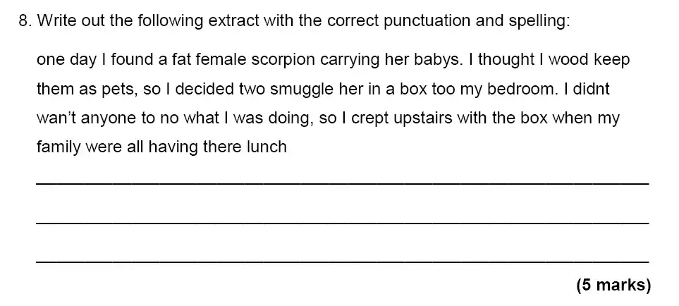 Question School - Emanuel School – 10 Plus English Entrance Exam 2010