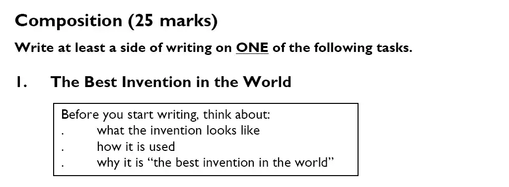 Writing task College - King’s College School – 8 Plus English Specimen Paper