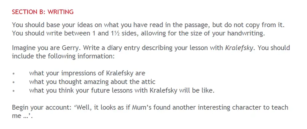 Writing task Grammar - Kingston Grammar School – 10 Plus English Specimen Paper Deferred Entry