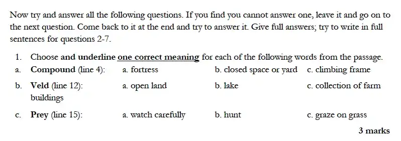 Question College - Magdalen College School – 8 Plus English Exam Paper