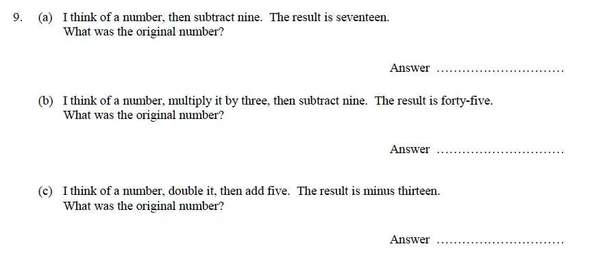 Question 13 - Oundle School – 9 Plus Maths Practice Paper 2014