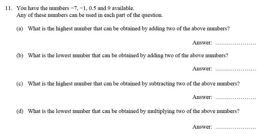 Question 15 - Oundle School – 9 Plus Maths Practice Paper 2014