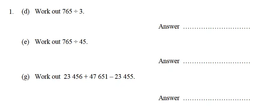 Question 02 - Oundle School – 9 Plus Maths Practice Paper 2014