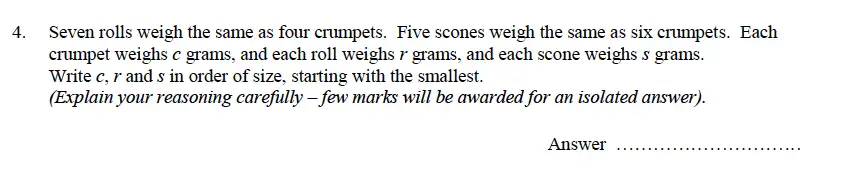 Question 28 - Oundle School – 9 Plus Maths Practice Paper 2014