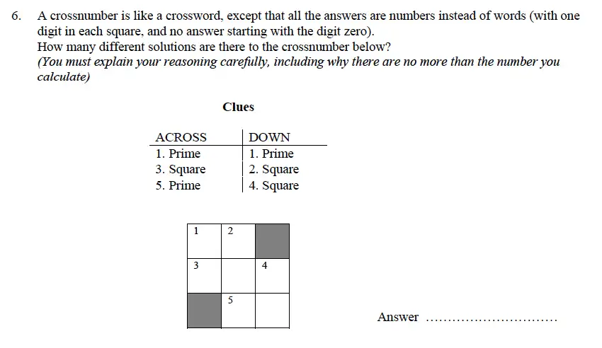 Question 31 - Oundle School – 9 Plus Maths Practice Paper 2014