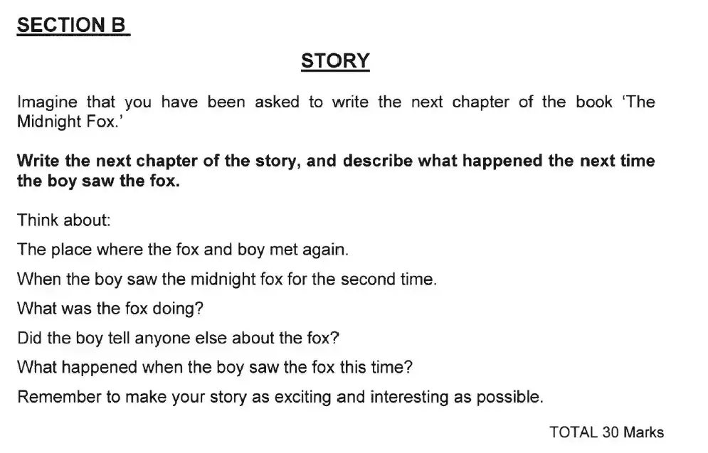 Writing task School - Solihull School – 9 Plus English Sample Paper 1