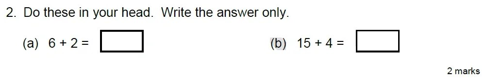 Question 02(a,b) - Stephen Perse School 8 Plus Maths Entrance Paper