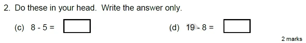 Question 02(c,d) - Stephen Perse School 8 Plus Maths Entrance Paper