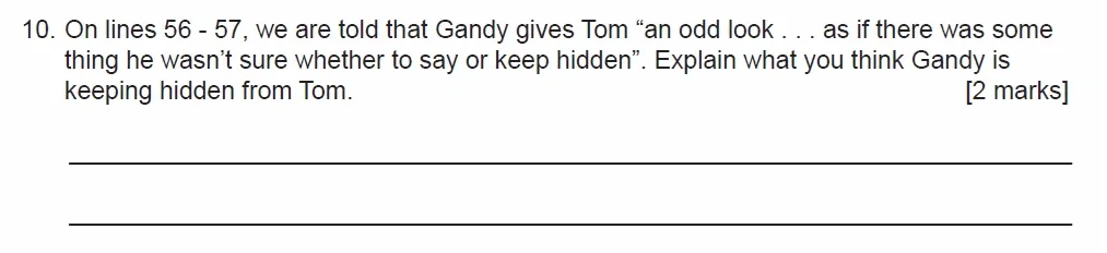 Question 10 - Manchestor Grammar School - 11 Plus English Comprehension Entrance Examination - 2020