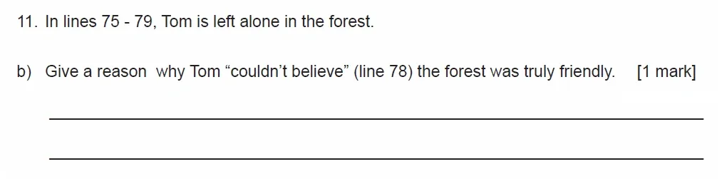 Question 11(b) - Manchestor Grammar School - 11 Plus English Comprehension Entrance Examination - 2020