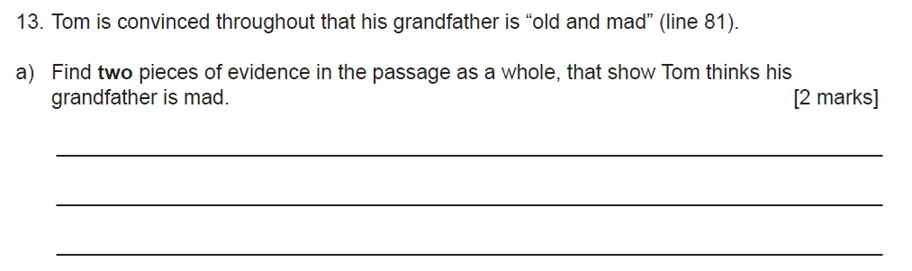 Question 13(a) - Manchestor Grammar School - 11 Plus English Comprehension Entrance Examination - 2020