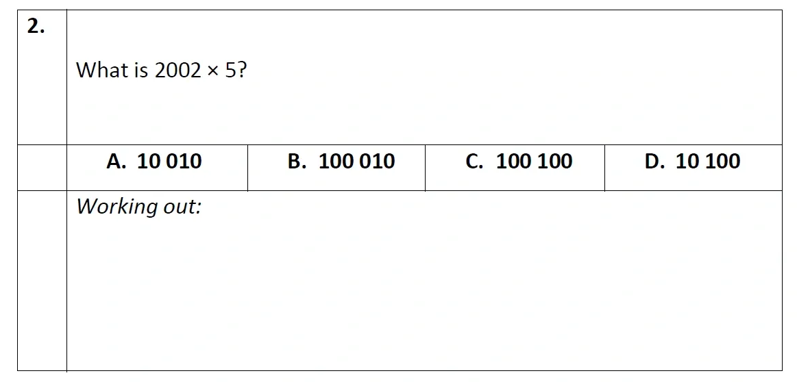 Question 02 - Eltham College - 11 Plus Maths Entrance Exam Paper - 2020