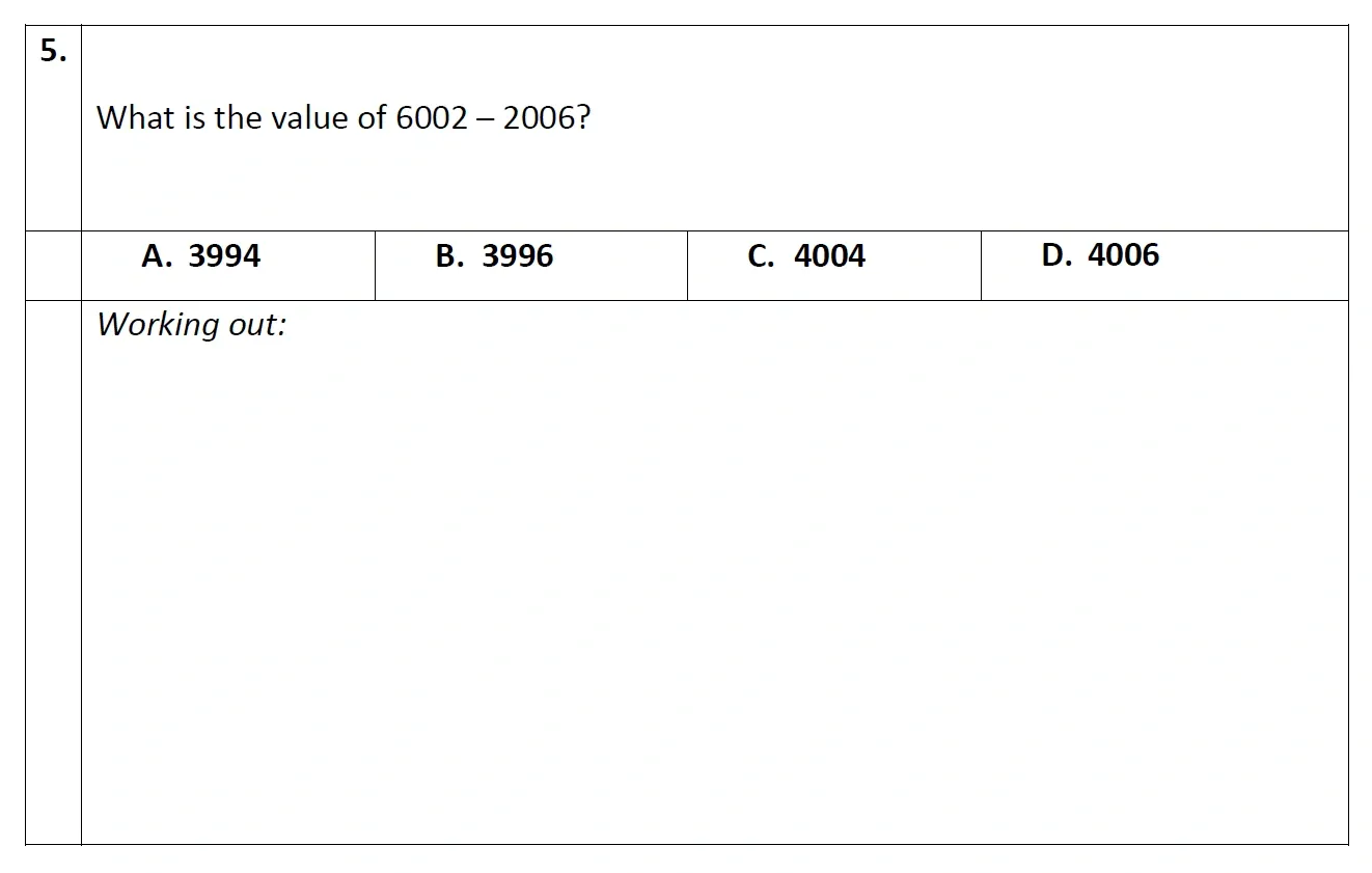 Question 05 - Eltham College - 11 Plus Maths Entrance Exam Paper - 2020