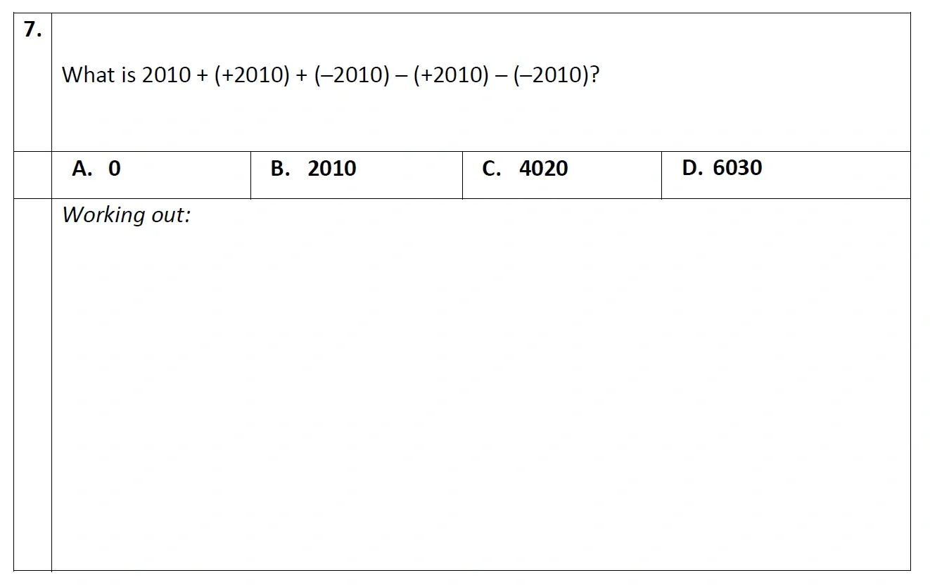 Question 07 - Eltham College - 11 Plus Maths Entrance Exam Paper - 2020