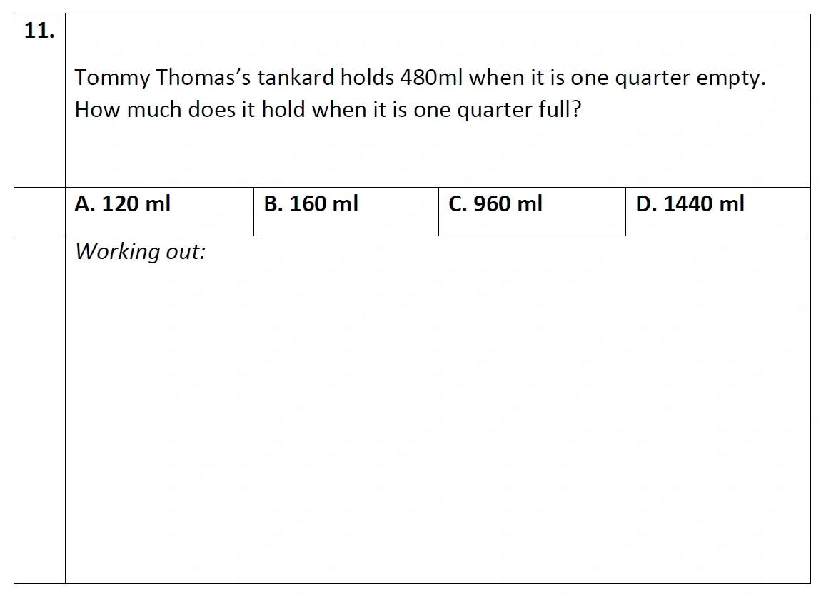 Question 11 - Eltham College - 11 Plus Maths Entrance Exam Paper - 2020