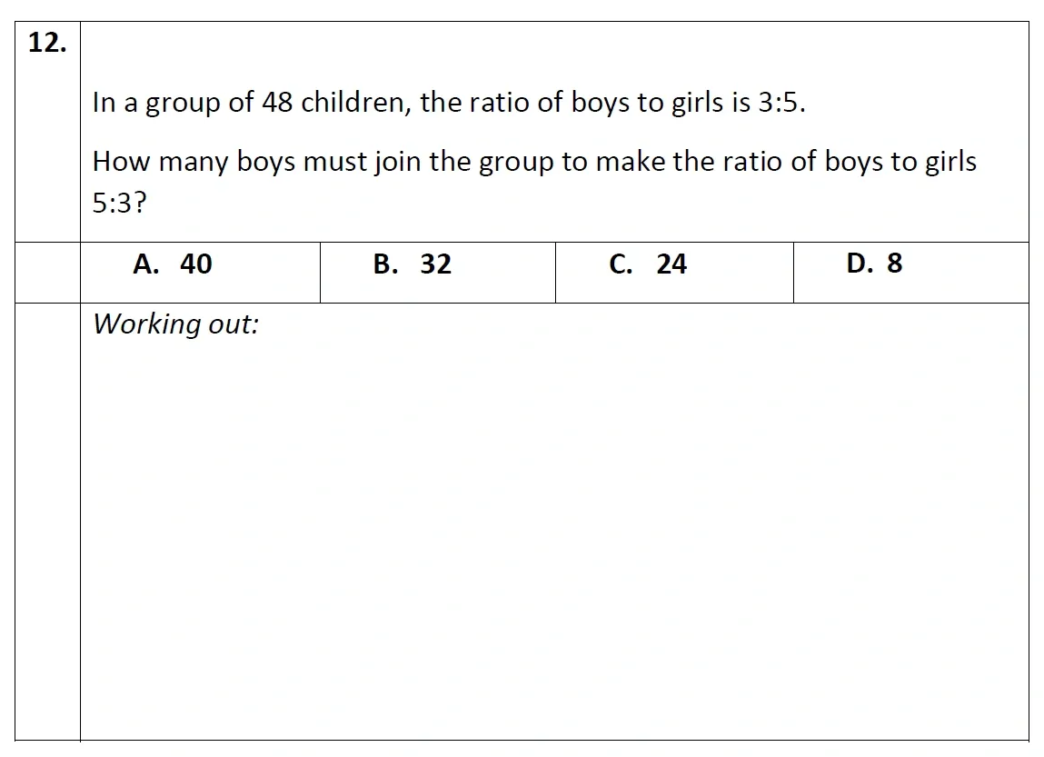 Question 12 - Eltham College - 11 Plus Maths Entrance Exam Paper - 2020