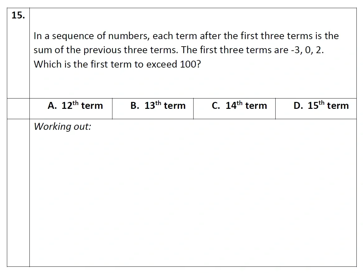 Question 15 - Eltham College - 11 Plus Maths Entrance Exam Paper - 2020