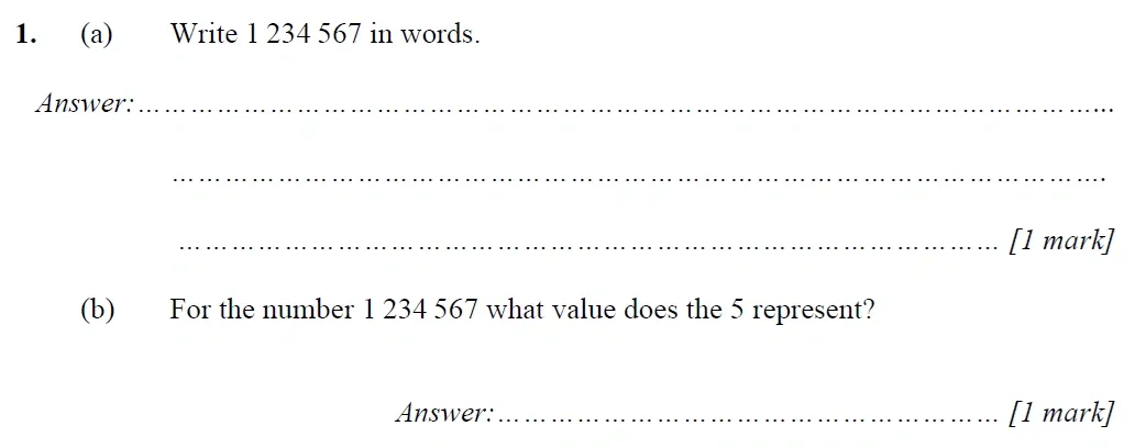 Question 01 - Merchant Taylors School - 11+ Maths Specimen Paper 1 - 2025