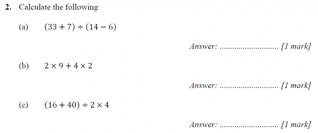 Question 02 - Merchant Taylors School - 11+ Exam Maths Specimen Paper 1 - 2026