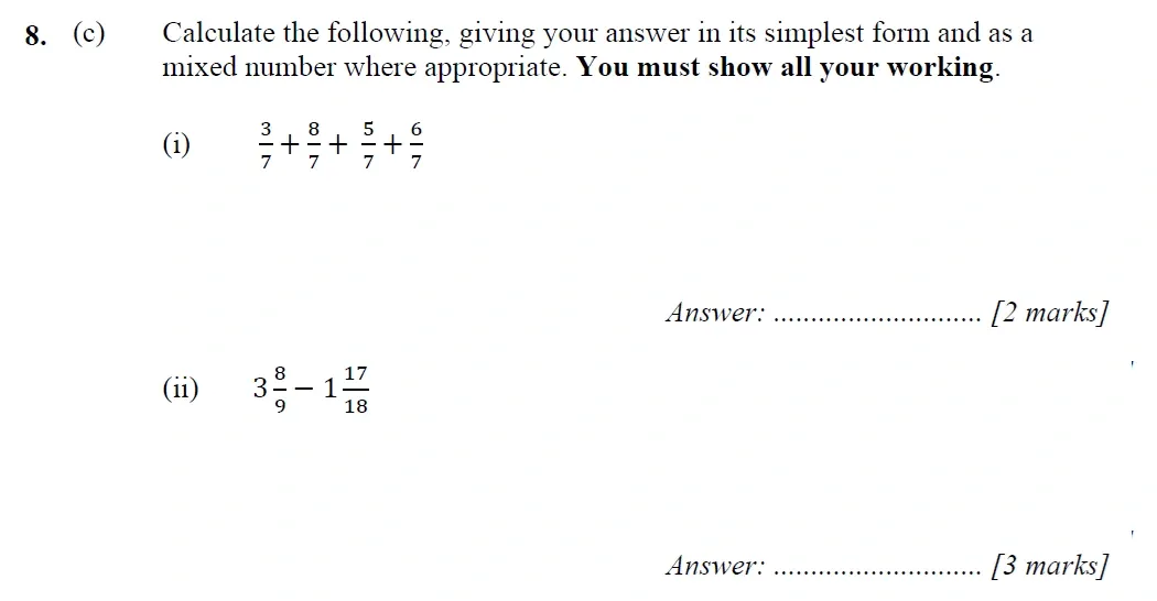 Question 08(c) - Merchant Taylors School - 11+ Maths Specimen Paper 1 - 2025