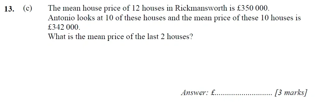Question 13(c) - Merchant Taylors School - 11+ Exam Maths Specimen Paper 1 - 2026