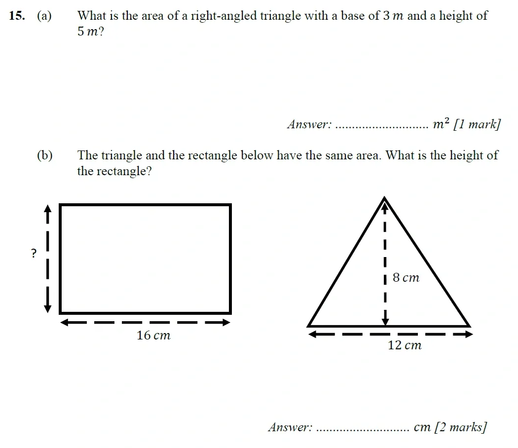 Question 15(a, b) - Merchant Taylors School - 11+ Exam Maths Specimen Paper 1 - 2026