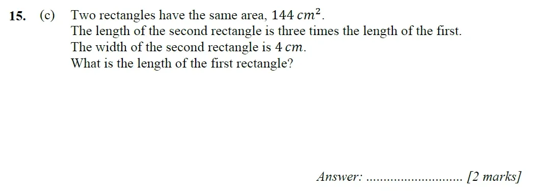 Question 15(c) - Merchant Taylors School - 11+ Exam Maths Specimen Paper 1 - 2026