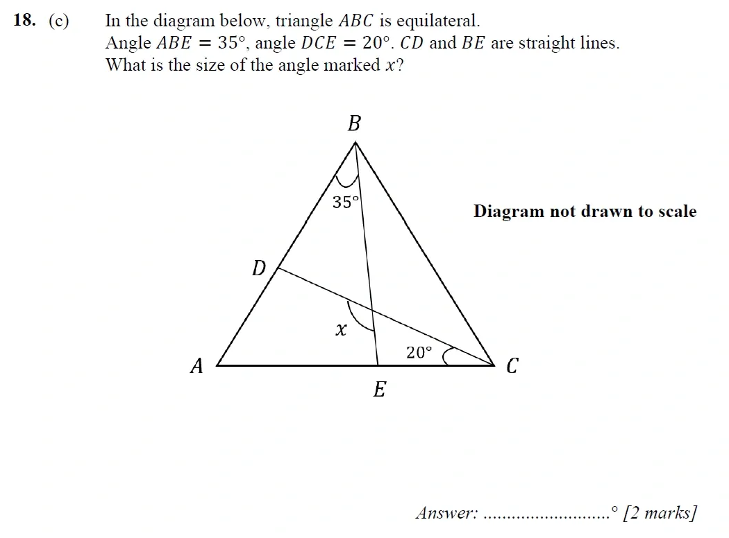 Question 18(c) - Merchant Taylors School - 11+ Exam Maths Specimen Paper 1 - 2026