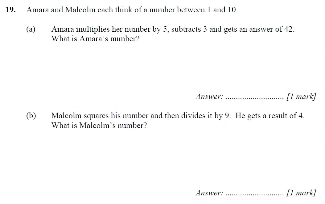 Question 19 - Merchant Taylors School - 11+ Maths Specimen Paper 1 - 2025