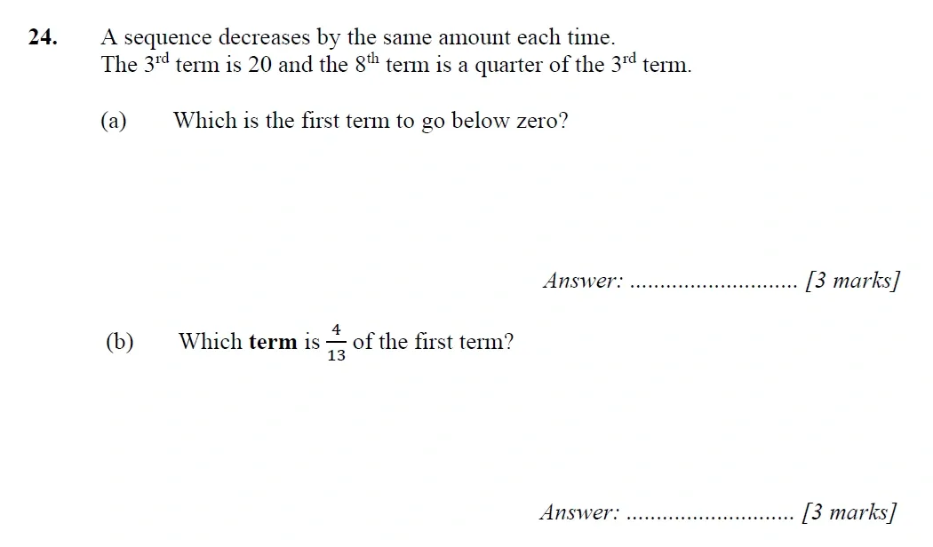 Question 24 - Merchant Taylors School - 11+ Exam Maths Specimen Paper 1 - 2026