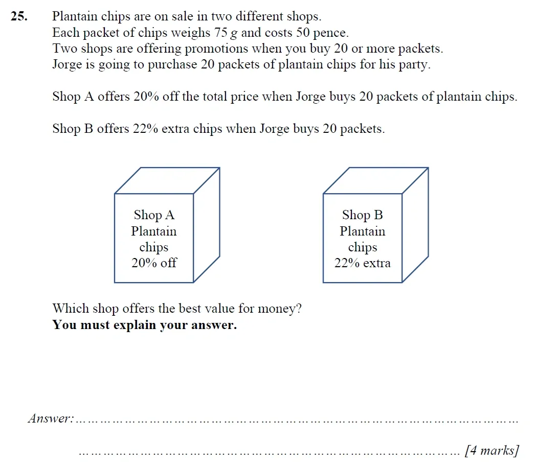 Question 25 - Merchant Taylors School - 11+ Maths Specimen Paper 1 - 2025