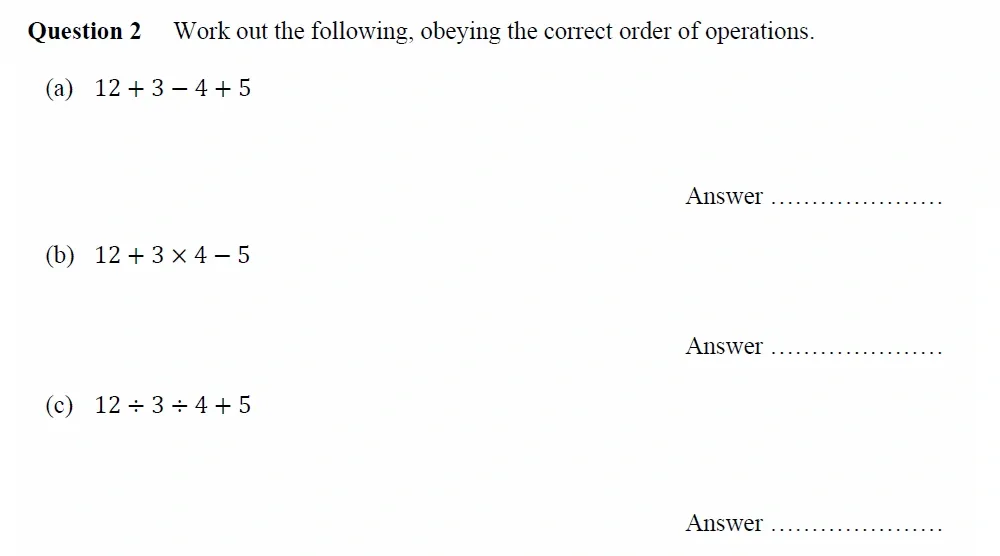 Question 02(a, b, c) - Oundle School - 11 Plus Maths Junior Entrance Exam - 2023