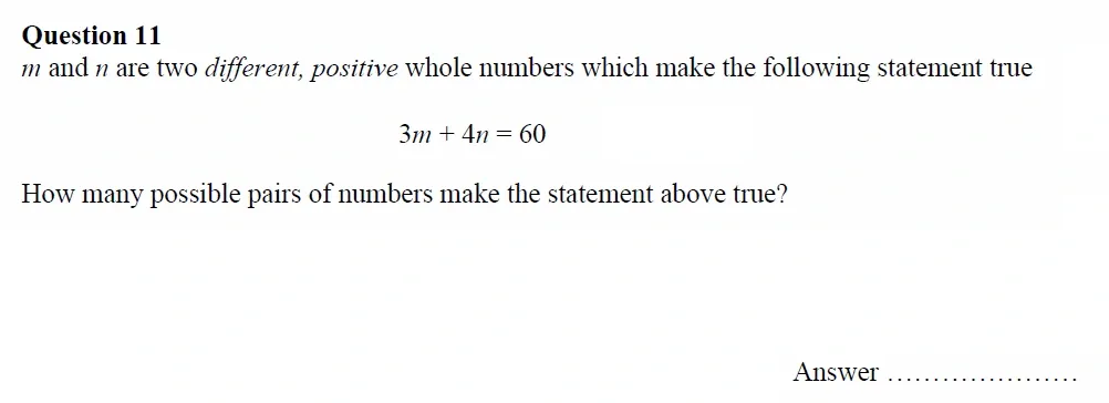 Question 11 - Oundle School - 11 Plus Maths Junior Entrance Exam - 2023
