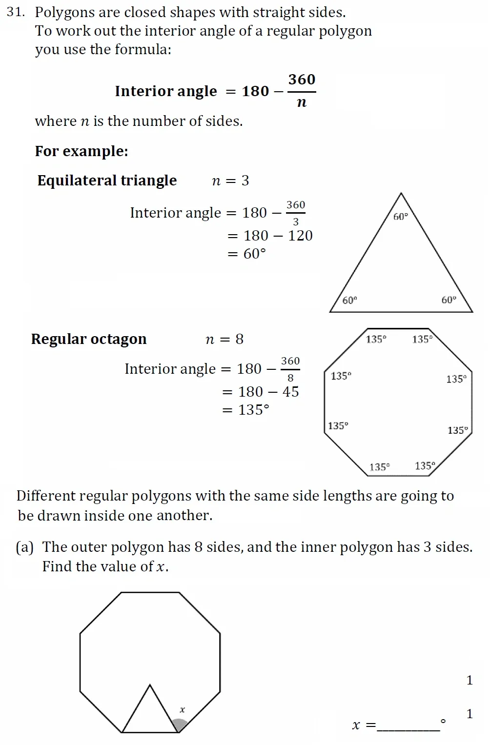 Question 31(a) - Withington Girls School - 11+ Maths Entrance Paper - 2022
