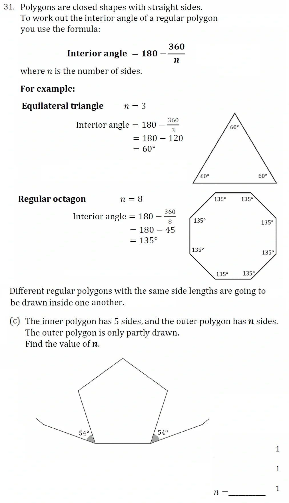 Question 31(c) - Withington Girls School - 11+ Maths Entrance Paper - 2022