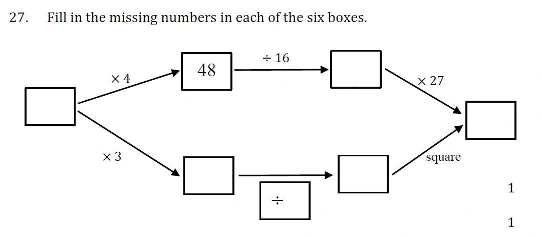 Question 27 - Withington Girls School - 11+ Maths Entrance Paper - 2024