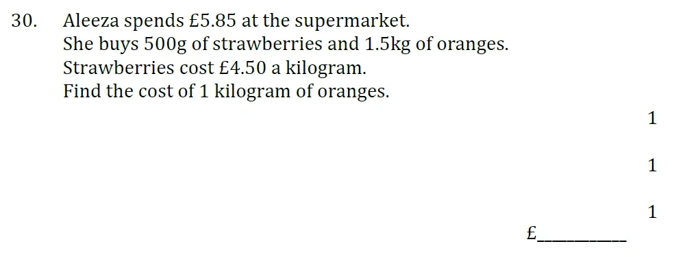 Question 30 - Withington Girls School - 11+ Maths Entrance Paper - 2024