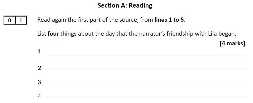 Question 01 - GCSE AQA English Language Predicted Paper 1